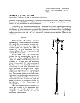 Historic Lampposts Designation Report