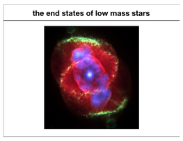 The End States of Low Mass Stars