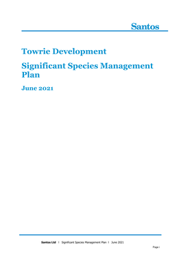 Towrie Development Significant Species Management Plan
