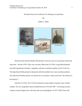 Foxhunting on Long Island, October 28, 2019 1 Theodore Roosevelt