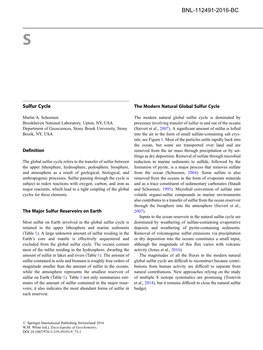 The Modern Natural Global Sulfur Cycle