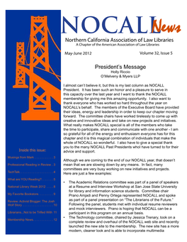 Northern California Association of Law Libraries President's Message