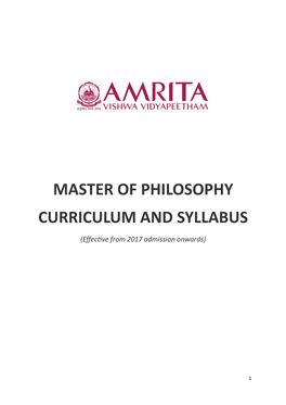 Master of Philosophy Curriculum and Syllabus