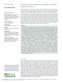 Screening Preemergence Herbicides for Weed Control in Cassava