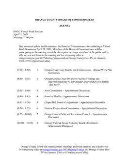 Orange County Board of Commissioners Agenda Bocc