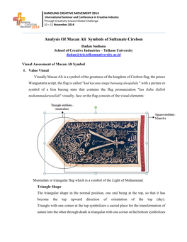 Analysis of Macan Ali Symbols of Sultanate Cirebon Dadan Sudiana School of Creative Industries – Telkom University Dadan@Tcis.Telkomuniversity.Ac.Id