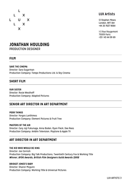 Jonathan Houlding Production Designer