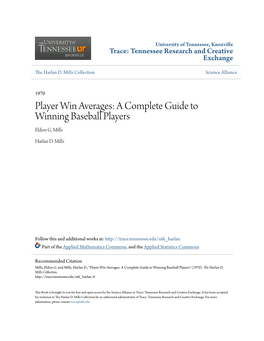 Player Win Averages: a Complete Guide to Winning Baseball Players Eldon G