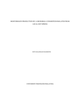 Biohydrogen Production by a Microbial Consortium Isolated from Local Hot Spring