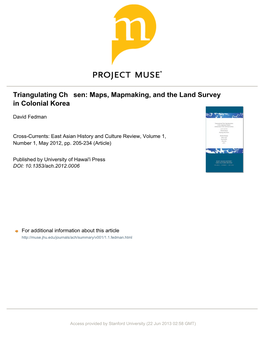 Triangulating Chsen: Maps, Mapmaking, and the Land Survey