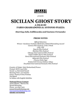 Sicilian Ghost Story a Film by Fabio Grassadonia & Antonio Piazza