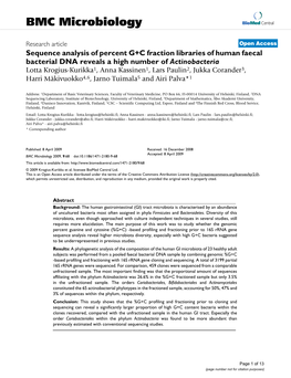 Sequence Analysis of Percent G+ C Fraction Libraries of Human Faecal