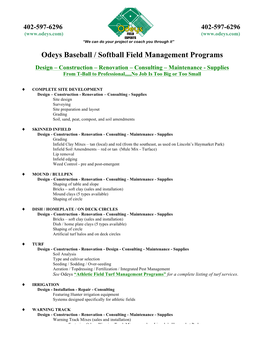 Baseball-Softball Field Management Programs