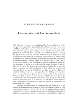 Community and Communication