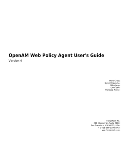 Openam Web Policy Agent User's Guide Version 4
