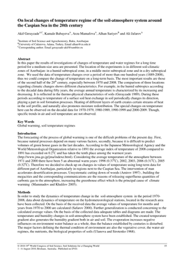 On Local Changes of Temperature Regime of the Soil-Atmosphere System Around the Caspian Sea in the 20Th Century