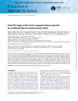 Early Life Stages of the Arctic Copepod Calanus Glacialis Are Unaffected by Increased Seawater Pco2