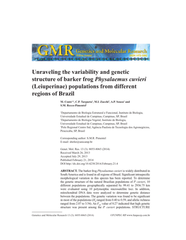 (Leiuperinae) Populations from Different Regions of Brazil