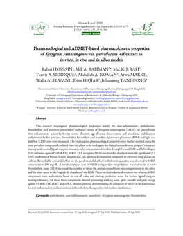 Of Syzygium Samarangense Var. Parviflorum Leaf Extract in in Vitro, In