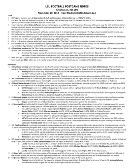 LSU FOOTBALL POSTGAME NOTES Arkansas Vs