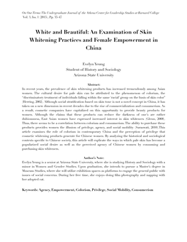 White and Beautiful: an Examination of Skin Whitening Practices and Female Empowerment in China