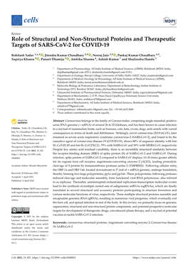 Role of Structural and Non-Structural Proteins and Therapeutic Targets of SARS-Cov-2 for COVID-19