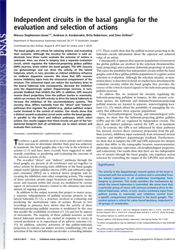 Independent Circuits in the Basal Ganglia for the Evaluation and Selection of Actions