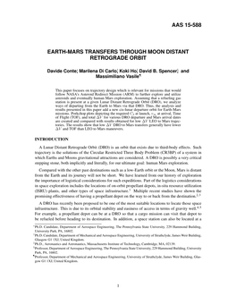 Aas 15-588 Earth-Mars Transfers Through Moon