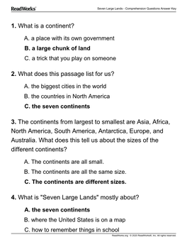 1. What Is a Continent? 2. What Does This Passage List for Us? 3. The