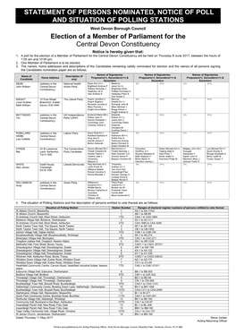 Statement of Persons Nominated & Notice of Poll & Situation of Polling