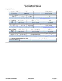 Flood Recovery Project Application Iowa