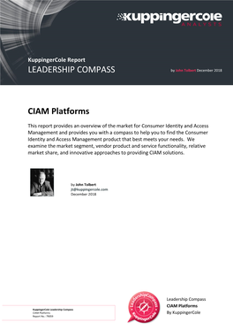 Kuppingercole Report | Leadership Compass CIAM, 2018