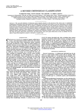 A Revised Chitinozoan Classification