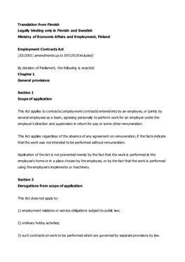 Employment Contracts Act (55/2001; Amendments up to 597/2018 Included)