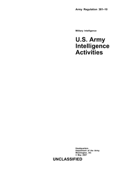 U.S. Army Intelligence Activities