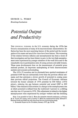 Potential Output and Productivity