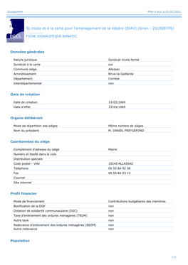 SI Mixte Et À La Carte Pour L'aménagement De La Vézère (SIAV) (Siren : 251928776)