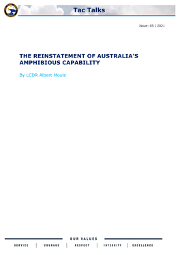 The Reinstatement of Australia's Amphibious Capability