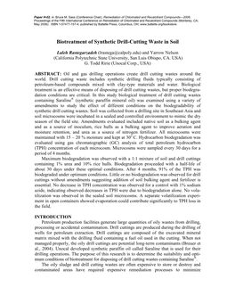 Biotreatment of Synthetic Drill-Cutting Waste in Soil