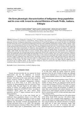 On-Farm Phenotypic Characterization of Indigenous Sheep Population and Its Cross with Awassi in Selected Districts of South Wollo, Amhara, Ethiopia