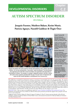 AUTISM SPECTRUM DISORDER 2014 Edition