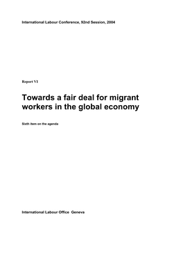 Towards a Fair Deal for Migrant Workers in the Global Economy