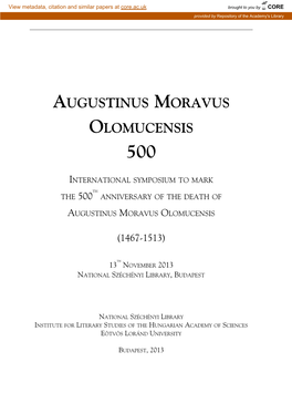 Augustinus Moravus Olomucensis 500