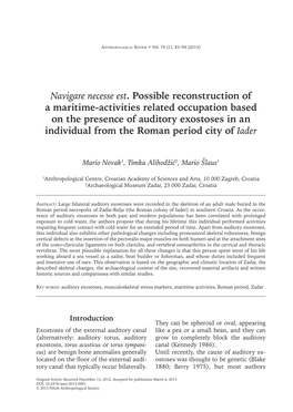 Navigare Necesse Est. Possible Reconstruction of a Maritime