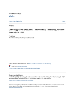 Genealogy of an Execution: the Sodomite, the Bishop, and the Anomaly of 1726