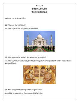 Std - V Social Study the Mughals