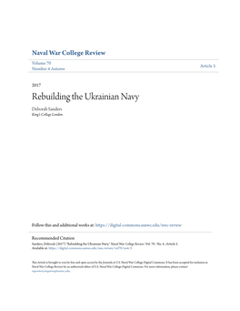 Rebuilding the Ukrainian Navy Deborah Sanders King’S College London