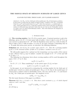 The Moduli Space of Riemann Surfaces of Large Genus