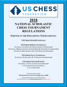 National Scholastic Chess Tournament Regulations