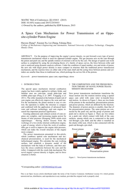 A Space Cam Mechanism for Power Transmission of an Opposite